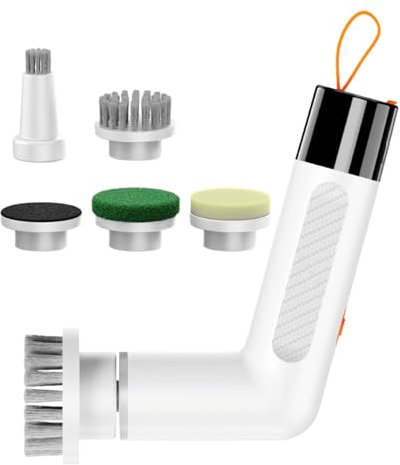 Electric Sprobber - Cordless Removable Rotating Cleaning Brush | Multi-Sided Deep Cleaner for Kitchen, Tile Joints, Bathtub - Waterproof Handheld Scrubber with 5 Heads