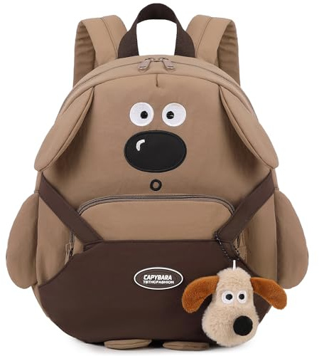 Makukke Rucksack Kinder für ab 3 Jahre 8l Lässig Kinderrucksack, Rucksack Mädchen & Kindergartenrucksack Jungen kindergarten Reiserucksack Wanderrucksack (Dunkelcurry-Hund)