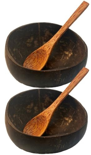 HiyyFloy Kokosnussschalen Und -löffel, 2er-Set – Umweltfreundliche -Schalen Für Acai/Poke/salate, Aus Langlebiger Kokosnussschale Gefertigt, Küchengeschirr