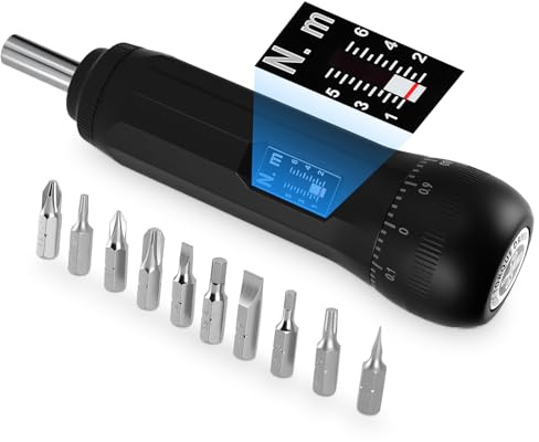 1/4” Drive Torque Wrench Screwdriver Set 1-6NM,12 Pieces Torque Screwdriver Wrench Bits Set, High Precision ± 4% Tool Repair Kit for Road Bikes and Mountain Bikes Repair