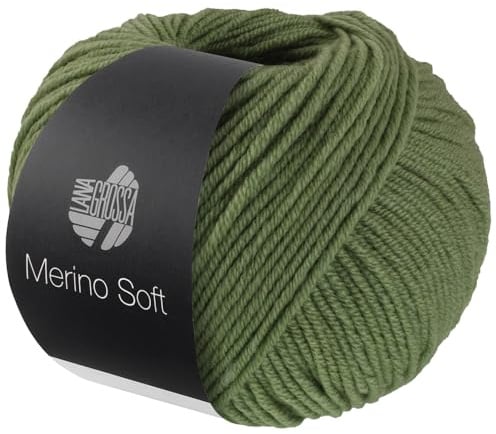 LANA GROSSA Merino Soft | Strapazierfähiges Mischgarn mit Merino-Wolle, waschmaschinenfest | Handstrickgarn aus 50% Schurwolle & 50% Acryl | 50g Wolle zum Stricken & Häkeln | 125m GarnFB 17