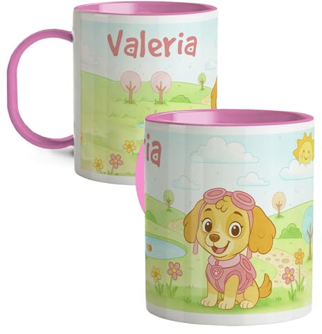 Tazas desayuno. Vasos plastico duro. Taza personalizada plastico infantil. Taza infantil sin BPA. Regalos cumpleañós niños colegio. Detalles cumpleaños niños. Regalo niña y niño. Caneca. Perrita