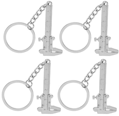 Alipis 4 piezas Llavero Mini Calibre Vernier de Aleación Metálica Resistente y Compacto Herramienta de Medición Portátil para Uso Diario y Regalo Práctico de Color Plateado