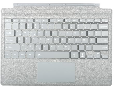 Seagtigau Deutsche QWERTZ Layout Tastatur für Microsoft Surface Pro 7+/7/6/5/4/3, 12.3 Zoll - Ultraflaches, beleuchtetes Bluetooth Type Cover mit Multi-Touchpad, aufladbar (Aschgrau)