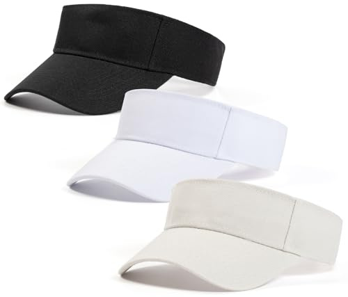 PUYTG Viseras solares para hombres y mujeres, 3 piezas de ajuste para mujeres y damas, coleta de caballo para mujer, béisbol, tenis, golf, correr, ciclismo, pesca, trotar, deportes, color negro