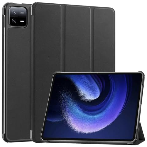 Techsuit für Xiaomi Pad 6 und Pad 6 Pro Hülle mit 360 Schutz, Verstellbarem Ständer, Mikrofaser Innenfutter, Schlankem Design, Anti Fingerabdruck, FoldPro Series, PU Leder, Schwarz