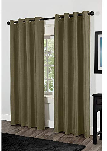 Exclusive Home Curtains Shantung Faux Silk Blackout Grommet Top Curtain Panel Pair, 54x84, Lime