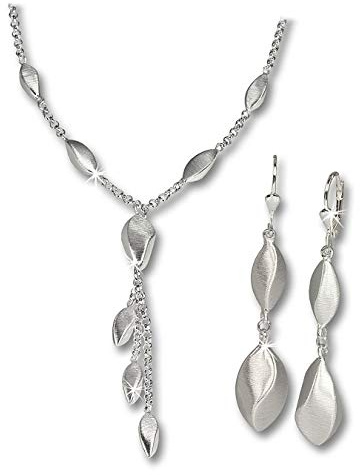 SilberDream Schmuck Set Collier & Ohrringe Damen Tropfen matt Silber D1SDS414