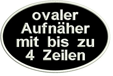 Aufnäher Oval - Ovaler Aufnäher mit deinem eigenem Text - verschieden Größen (ca.9x6cm)