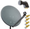Premium X Satelliten-Komplettanlage 80cm Satellitenschüssel Anthrazit Satellitenantenne Twin LNB 4X F-Stecker, 1 SAT für 2 Teilnehmer