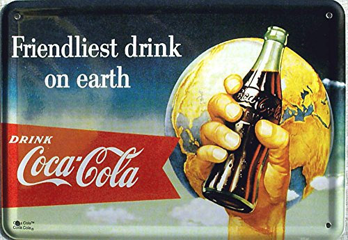 Coca-Cola Friendliest Drink Blechpostkarte, 14,5 x 10 cm