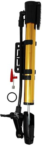 Laxzo ® Mini Bike Pump Portable Tyre Inflator Hand Pump Schrader Presta and Schrader Valve Frame Mounted for Road, Ball Pump Needle/Frame Mount Valve Gold