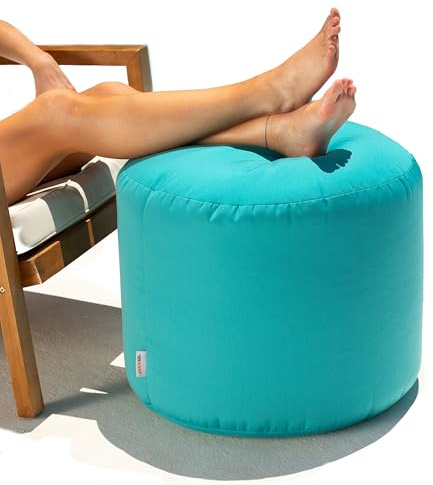 Jaxx Spring Indoor/Outdoor Bean Bag Pouf Ottoman, Light Blue