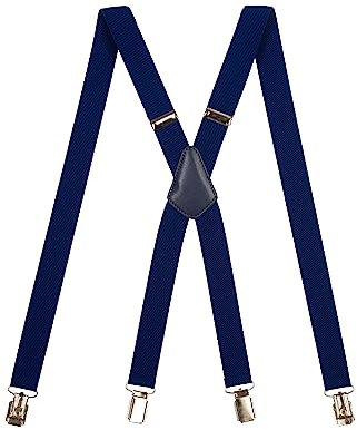 Olata Unisex Hosenträger schmal mit Metallclips/Verstellbare Hosenträger X-Form mit überkreuzten Trägern – 2,5 cm. Königsblau