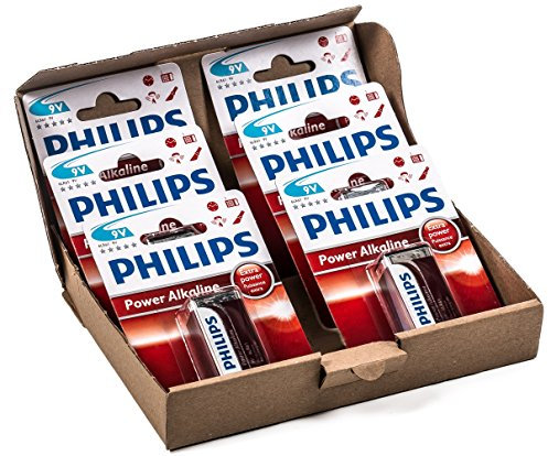 Philips Power Alkaline Batterie 9 V B1 x 6 6lr61p1b Lot de 6