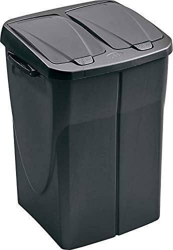 M-Home | Poubelle de Tri Sélectif | Plastique | Anthracite | 36,5 x 36 x 51 cm / (2x) 22,5 L | DUOBIN 2x23 | PLS8182-34