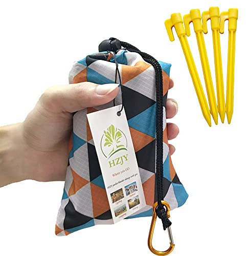 Picknickdecke für den Außenbereich, 18,7 x 139,7 cm, kompakt, leicht, sanddicht, ideal für Strand, Wandern, Reisen, Camping, Festivals mit Taschen, Schlaufen, Pfählen und Karabiner, Camouflage lattice