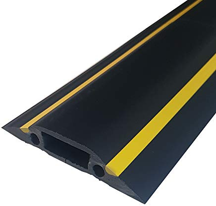 1.5m x 83mm Heavy Duty Rubber Floor Cable Safety Cover Protector - Conduit Tunnel Sleeve – Great for Home (Garage), Office, Warehouse – Walk Over Wire Management - Loops