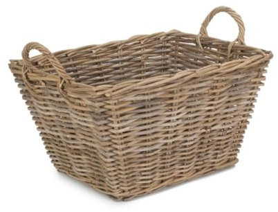 Red Hamper Rectangular Floor Storage Basket, Rattan, Grey, 58 x 45 x 32 cm