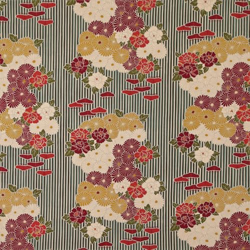 Japanisch Furoshiki Tuch Retro Blume Große 100×100 cm Made in Japan 100% Baumwolle Kissenbezug Modern Dekoration Furoshiki Stoff (Blau)