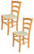 Tommychairs - 2er Set Stühle VENICE für Küche und Esszimmer, Robuste Struktur aus lackiertem Buchenholz im Farbton Honig und gepolsterte Sitzfläche mit Kunstleder in der Farbe Elfenbein bezogen