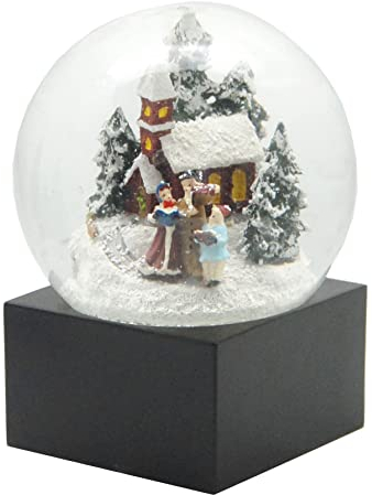 Minium Collection 20120 Schneekugel Weihnacht Stimmung Winterspaziergang auf Sockel schwarz, Durchmesser 100mm