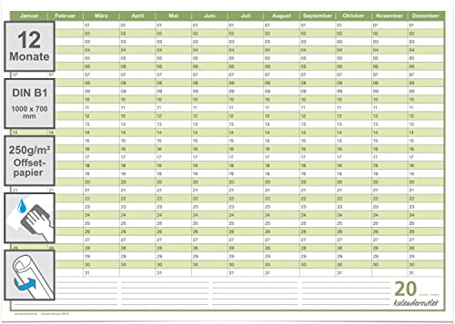 Kalenderoutlet din B1 Dauerkalender, immerwieder, feucht abwischbarer Projektplaner, Geburtstagskalender 100 x 70 cm in deutscher Sprache
