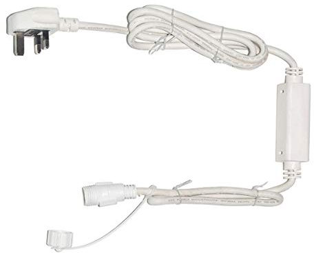 Festive Lights - ConnectPro 2m UK White Starter Plug - Festoon Fairy Light Extension Accessories - Connectable Outdoor Waterproof Rubber Cable