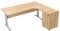 Furni24 Schreibtisch Winkelschreibtisch, Eckschreibtisch, Moderner Bürotisch Computertisch mit großer Arbeitsfläche, Bürotisch,PC Tisch, Dona Eiche 180x120x74cm inkl.Beistellcontainer rechts gewinkelt
