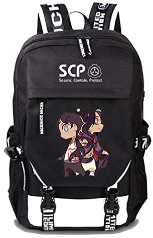 WANHONGYUE SCP Anime Cosplay Rucksack Schultasche Laptop Backpack mit USB-Ladeanschluss Schwarz / 21