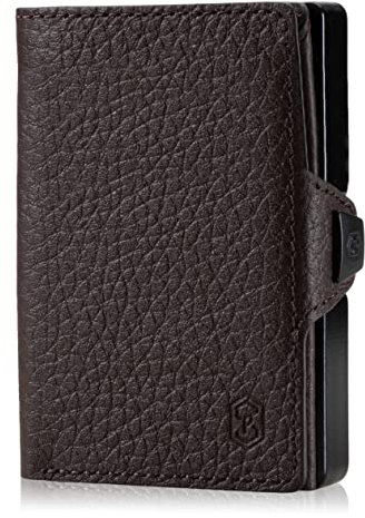 ZNAP® Slim Wallet Kreditkartenetui | Geldbörse Herren | Kartenhalter Geldbeutel Herren | Kartenetui Herren Geldbeutel | Herren Portemonnaie mit RFID Schutz | 8 Karten | Walnussbraun