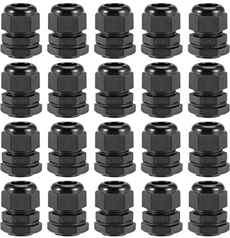 sourcing map 20Stk.M20x1,5 6mm-12mm Kabelverschraubung Wasserdichtes Kontermutter mit Unterlegscheibe Schwarz