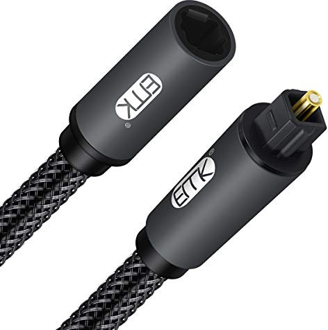EMK Optisches Kabel Optisches Audiokabel Digital Toslink Kabel Spdif Kabel Kompatibel mit TV, Soundbar, Heimkino, Xbox, PS4 und Mehr (Optisches Verlängerungs Kabel Schwarz, 3Ft/1M)