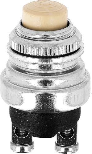 Restagraf - Bouton Interrupteur Électrique Poussoir à Impulsion - 2 Bornes - Connexion à Visser - Trou de Diamètre 16 mm - 5 A - 12 V - Réf. 6945 - Blister de 1