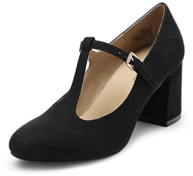 DREAM PAIRS Mary Jane Pumps mit T-Riemen, Hochzeitsschuhe für Damen,Size 39,Schwarz,DPU211