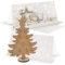 Logbuch-Verlag Weihnachtskarten Set - 3 weihnachtliche Grußkarten + 3 Weihnachtsbäume aus Holz zum Stecken + 3 Umschläge beige silber