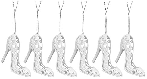 6pcs Christmas Tree Ornaments Mini Crystal Princess High- Heeled Shoes Pendant Gifts Transparent Glass Decoration for Girl Coming- of- Age Ceremony Birthday Gifts