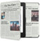 kwmobile Klapphülle kompatibel mit Amazon Kindle Paperwhite Hülle - eReader Case (für Modelle bis 2017) - Newspaper Mehrfarbig Schwarz Sand