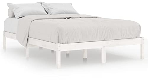 vidaXL Kiefer Massivholzbett Bettgestell Bett Holzbett Doppelbett Futonbett Bettrahmen Schlafzimmerbett Schlafzimmermöbel Weiß 140x200cm