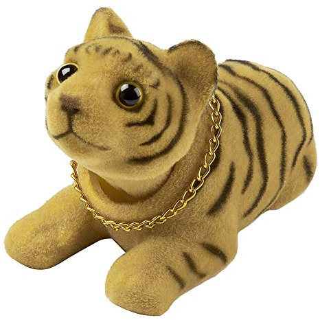 JSCARLIFE Wackeltiger Ornamente, Mini-Wackelkopf, Spielzeug, Auto, Tiger, Schüttelkopf, Ornamente, Mini-Figur für Auto, Armaturenbrett, Zuhause, Büro, Schreibtisch, Schlafzimmer, Dekoration (braun)