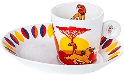 The English Ladies Co Disney The Lion King Espresso Cup and Saucer, Fine Bone China, 14 × 11.5 × 5.5 cm, Multicolor