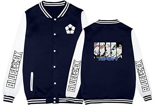 Anime BLUE LOCK Cartoon Baseball Jerseys,Unisex Blue Baseball Jacket Used For Cosplay Or Festival Gift,Blue,XXL