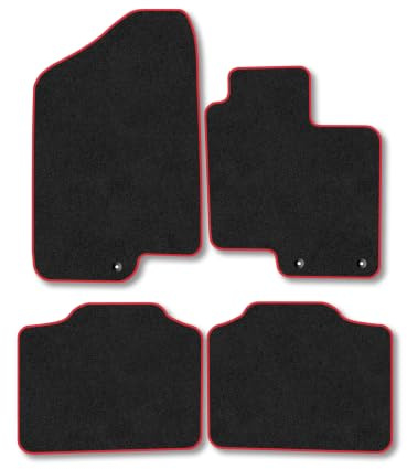 Kia Optima (2010-2015) Carpet Car Mats | Red Edge Trim Tailored Fit Floor Mats Full Coverage Protection Accessories Easy Clean Anti Slip Made in the UK