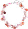 FULU AUTUMN Kristall Perlenkette Boho Muschelkette Damen Statement Bunte Mehrreihige Halskette Modeschmuck Geschenke für Fraue(Pink)