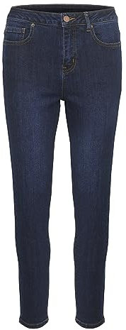 KAFFE Jeans KAsinem Damen Jeans 7/8 Slim Fit High Waist Jeanshose Hose 36, Dark Blue Denim 36
