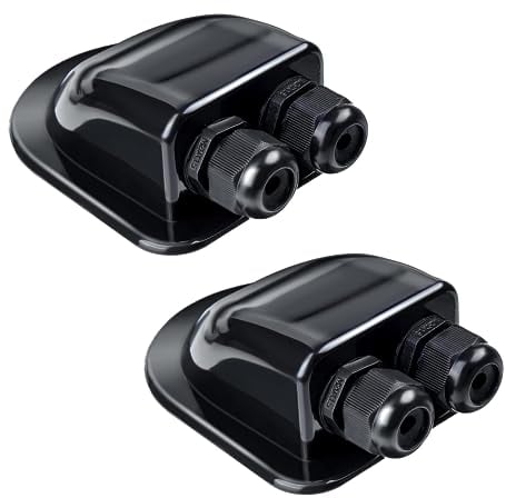 MsTeco Presse Etoupe Panneau Solaire, 2 Pièces Double Entrée de Câble Gland Boîte Passe Cable Toit Etanche Boîte de Connexion Electrique pour Camping-Car Satellite Solaire Climatisation,Noir