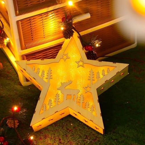 LED Dekoleuchte Stern aus Holz,LED Weihnachtsstern Beleuchtung,Weihnachtsstern Beleuchtung Fensterbeleuchtung,LED Weihnachtsschmuck Holzsterne,Weihnachten Stern Beleuchtung,Weihnachtsdeko