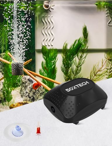 Boxtech Mini Aquarium Luftpumpe für Tank - Sauerstoffbelüfter Pumpe Bubbler Kit mit Luftstein,1.5 Watts