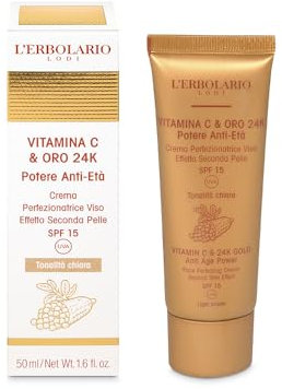 L'Erbolario - Crema Protezione Viso - Vitamina C & Oro 24K - Tonalità Chiara - 50 ml