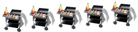 TOYANDONA 5 Sätze Mini-Grill Möbel Szenenlayout-dekor Mini-hausdekoration Miniatur-kochgeschirr Küchengeräte Mini-küche Als Requisite Miniatur-BBQ-Grill Puppenhaus Grill-Set Legierung